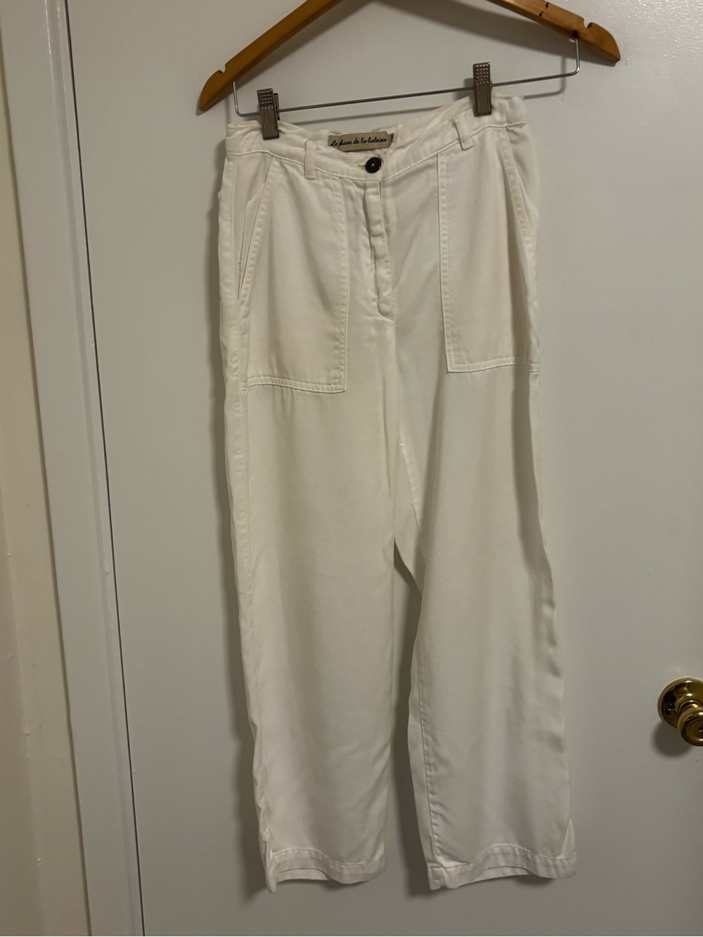 White  High-Waist Wide Leg Utility Pants